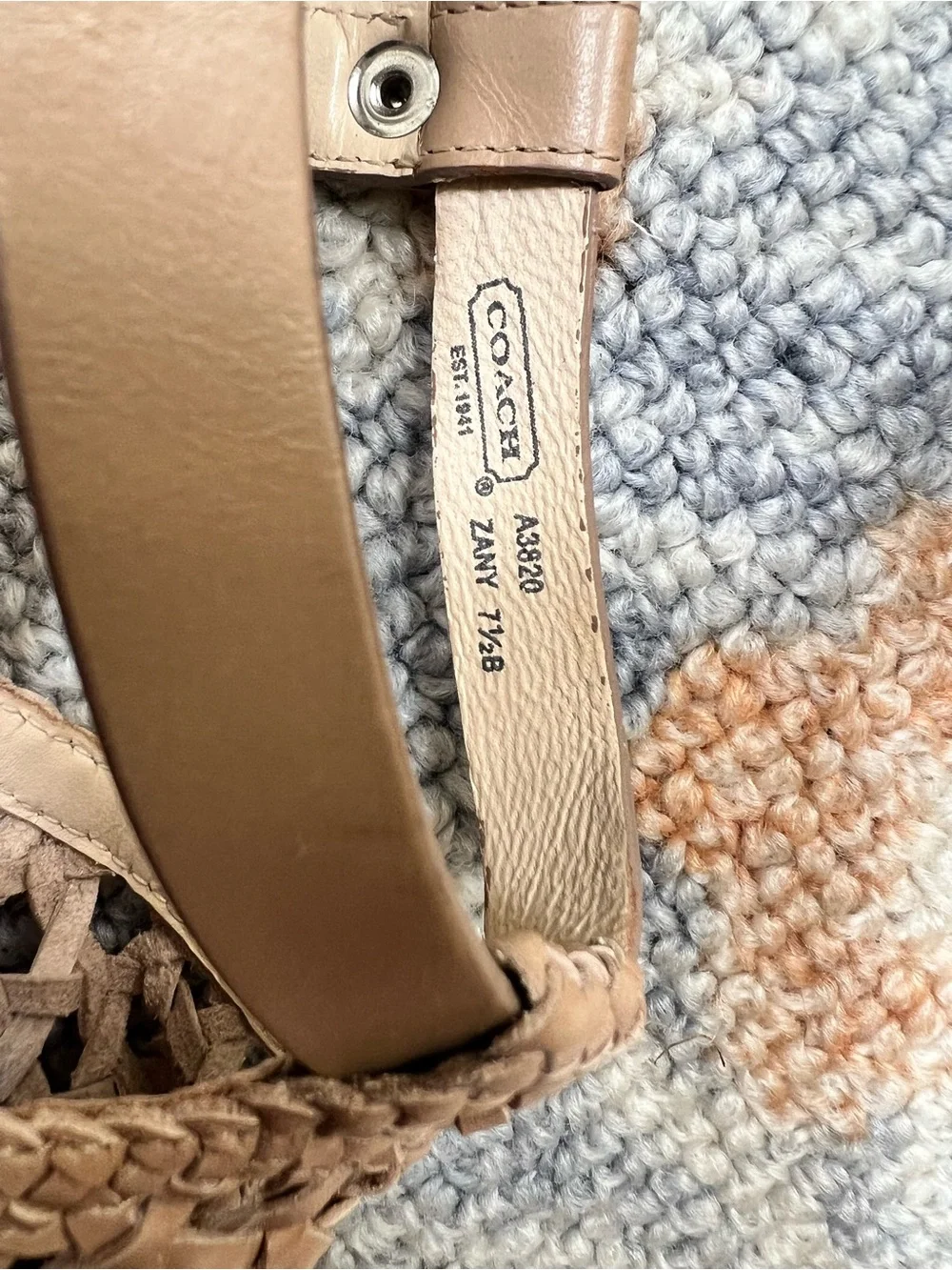 Coach Women's Tan Woven Leather heel Sandals
